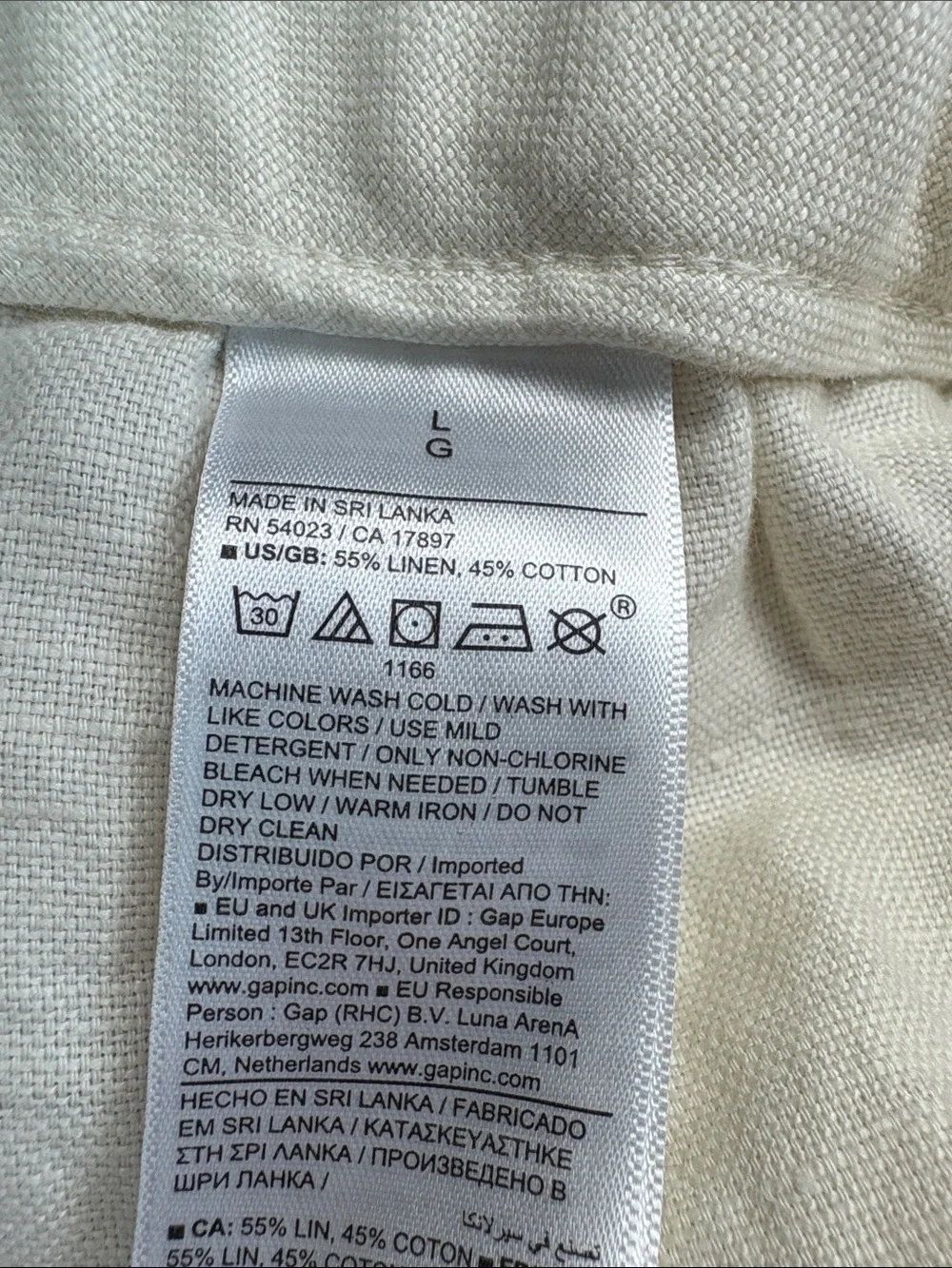 NWT Banana Republic Relaxed linen Cotton Pull on Beach Cream Pant Sz L